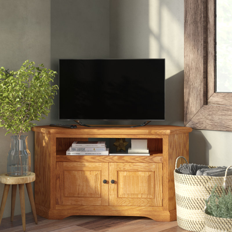 Loon Peak® Meuble télé de coin en bois massif pour téléviseur de 55 po ...